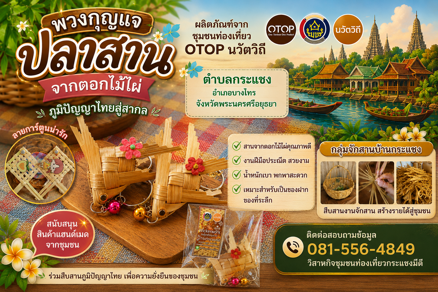 ✨พช.บางไทร นำเสนอ "พวงกุญแจปลาสานจากตอกไม้ไผ่" ผลิตภัณฑ์ชุมชนท่องเที่ยว OTOP นวัตวิถีตำบลกระแชง✨ 